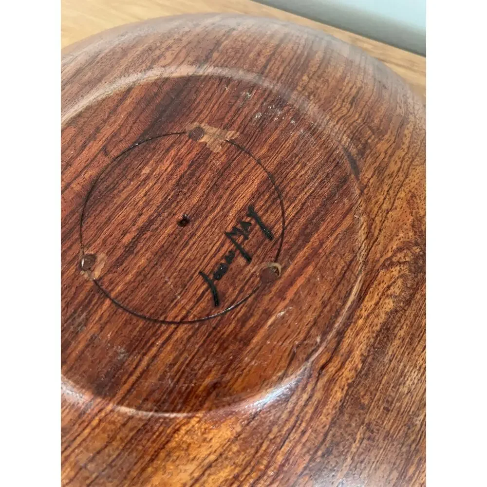 Vintage John May Hand Turned Teak Serving Plate Signed Jackson NH JL